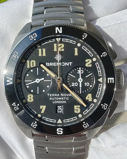 2025 Bremont Terra Nova Chronograph 42.5MM Black Dial Steel Bracelet (TN42-CHR-SS-BK-B)