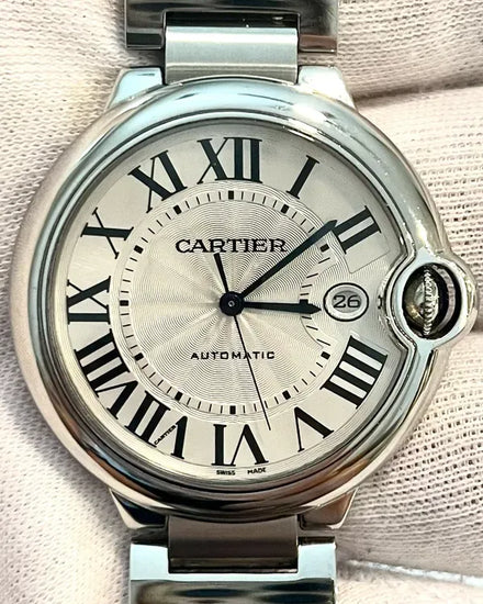 2011 Cartier Ballon Bleu 42MM Silver Dial Steel Bracelet (W69012Z4)