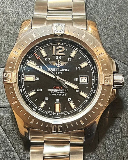 Breitling Colt 44MM Black Dial Steel Bracelet (A17388)