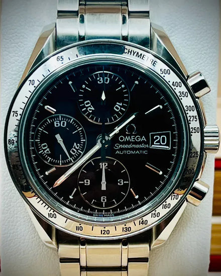 No Reserve - Omega Speedmaster Date 39MM Black Dial Steel Bracelet (175.0083)