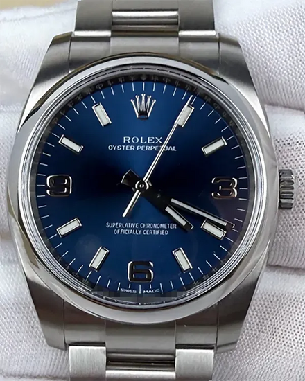 Rolex Oyster Perpetual 34MM Blue Dial Oyster Bracelet (114200)