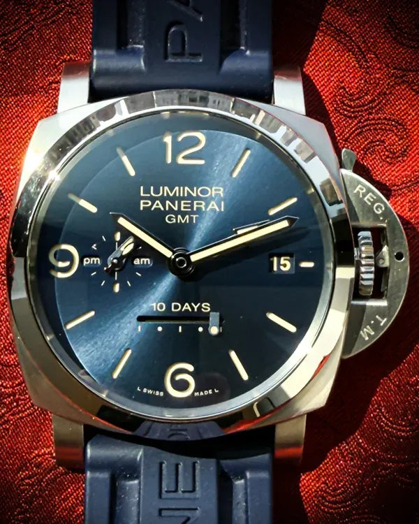 2022 Panerai Luminor 1950 10 Days GMT "Design Miami" L.E. 44MM Blue Dial Rubber Strap (PAM00986)