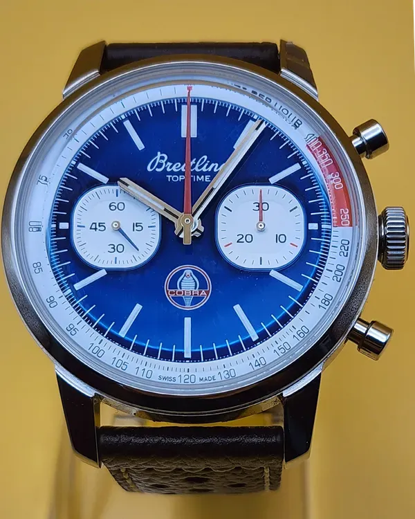 2025 Breitling Top Time "Shelby Cobra" 41MM Blue Dial Leather Strap (AB01763A1C1X1)