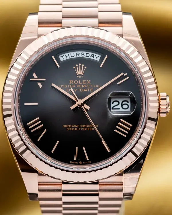 2025 Rolex Day-Date 40MM Slate "Ombré" Dial Rose Gold President Bracelet (228235)