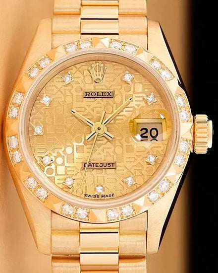 Rolex Lady-Datejust 26MM Champagne "Jubilee" Dial Yellow Gold President Bracelet (69258)