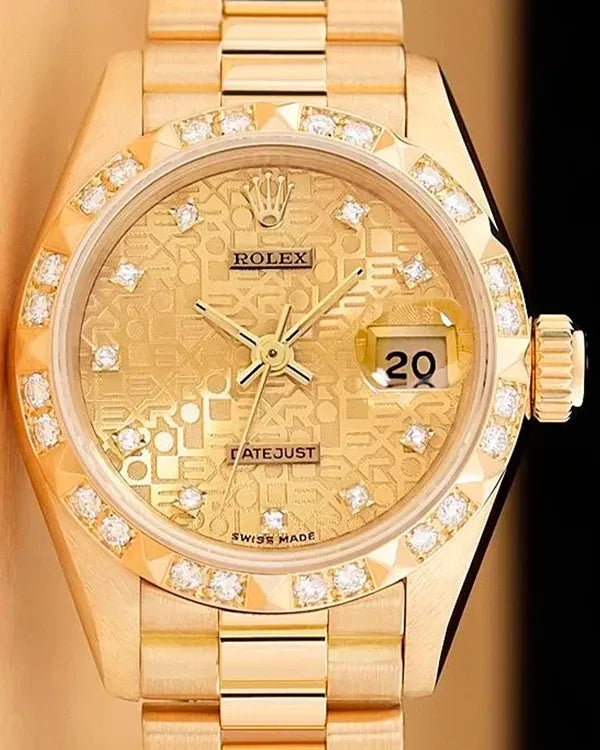 Rolex Lady-Datejust 26MM Champagne "Jubilee" Dial Yellow Gold President Bracelet (69258)