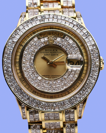 1979 (6.3 Mill. Serial) Rolex Day-Date 36MM Aftermarket Champagne Dial Aftermarket Yellow Gold Bracelet (18038)