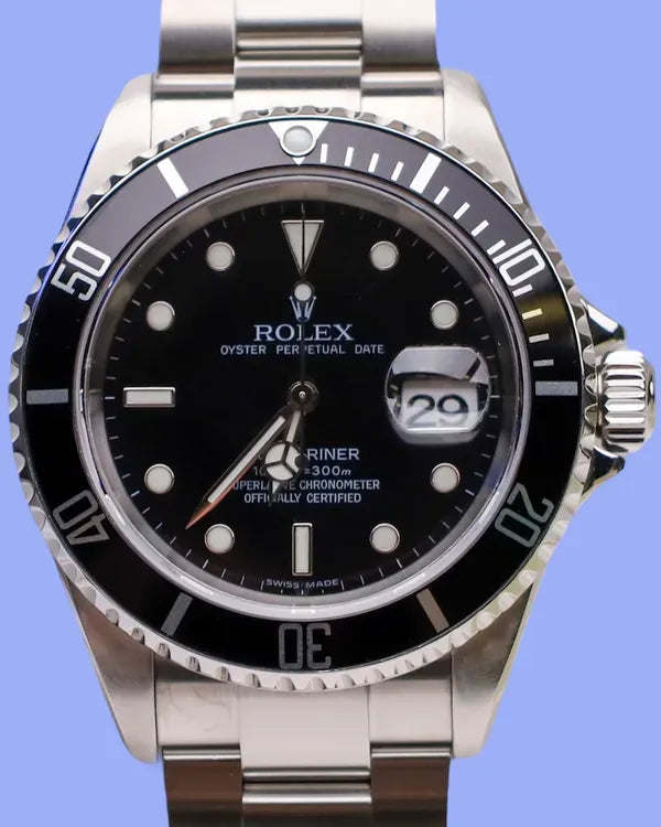 No Reserve - 2006 Rolex Submariner Date 40MM Black Dial Oyster Bracelet (16610)