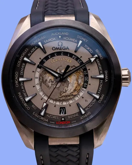 2025 Omega Seamaster Aqua Terra Worldtimer 43MM Grey Dial Rubber Strap (220.92.43.22.99.001)