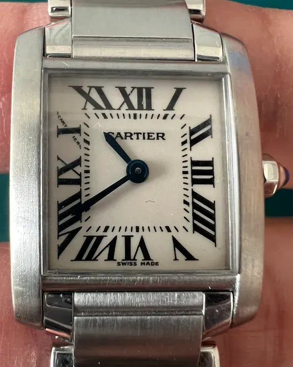 Cartier Tank Française 20MM Quartz White Dial Steel Bracelet (W51008Q3)