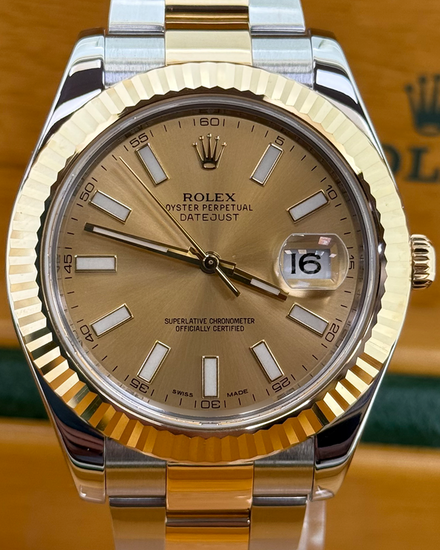 Rolex Datejust II 41MM Champagne Dial Two-Tone Oyster Bracelet (116333)
