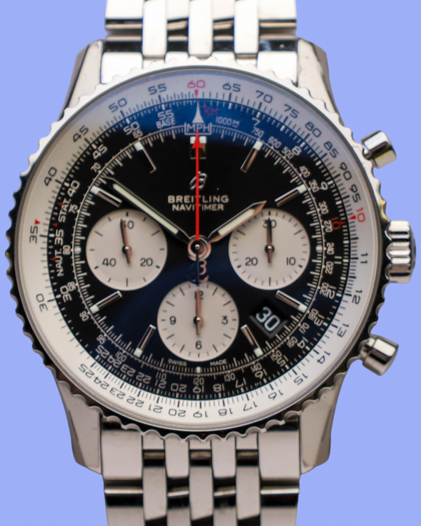 Breitling Navitimer B01 43MM Black Dial Steel Bracelet (AB0121)