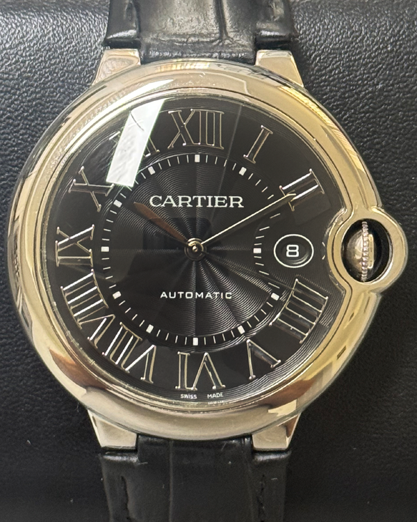 2015 Cartier Ballon Bleu 42MM Black Dial Leather Strap (WSBB0003)