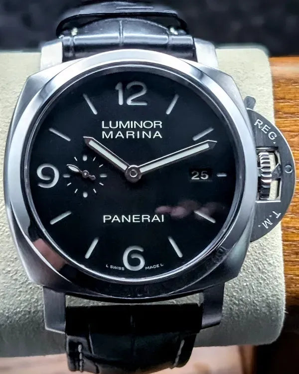 2015 Panerai Luminor Marina 1950 3 Days 44MM Black Dial Leather Strap (PAM00312)