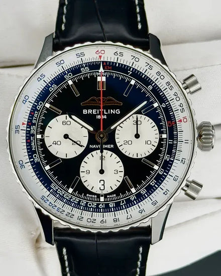 2022 Breitling Navitimer 1 B01 Chronograph 43MM Black Dial Leather Strap (AB0138)