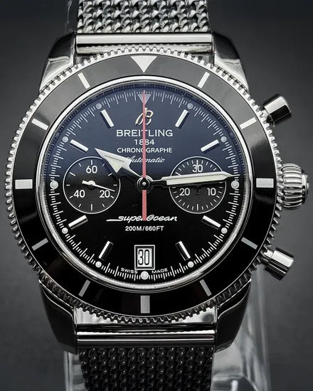 Breitling Superocean Heritage Chronograph 44MM Black Dial Steel Bracelet (A23370)