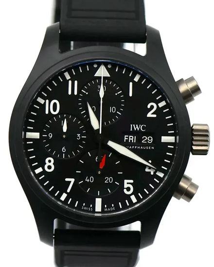 2024 IWC Schaffhausen Pilot Chronograph Top Gun 41MM Black Dial Rubber Strap (IW389401)