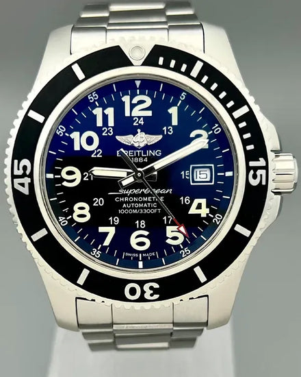 No Reserve - 2017 Breitling Superocean II 44MM Black Dial Steel Bracelet (A17392D7/BD68)