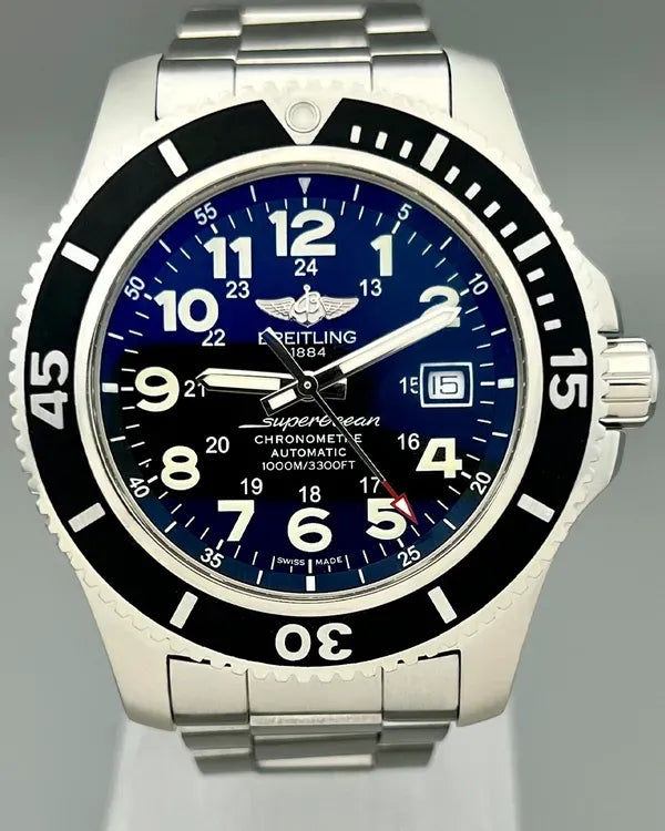 No Reserve - 2017 Breitling Superocean II 44MM Black Dial Steel Bracelet (A17392D7/BD68)