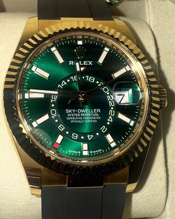 Rolex Sky-Dweller 42MM Green Dial Rubber Strap (336238)