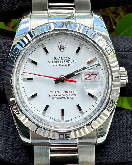 2008 Rolex Datejust Turn-O-Graph 36MM White Dial Oyster Bracelet (116264)
