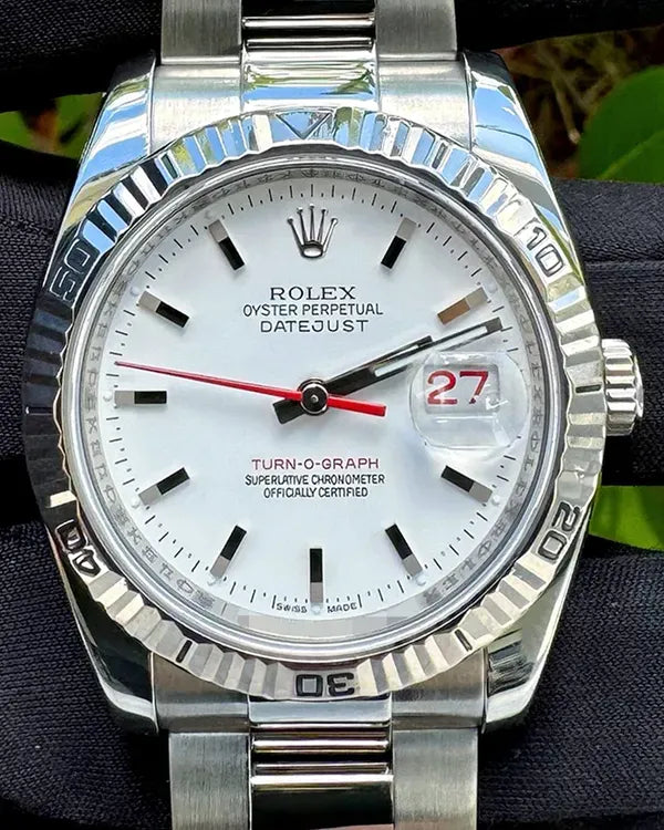 2008 Rolex Datejust Turn-O-Graph 36MM White Dial Oyster Bracelet (116264)