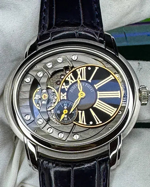2015 Audemars Piguet Millenary 4101 47MM Skeleton Dial Aftermarket Leather Strap (15350ST.OO.D002CR.01)