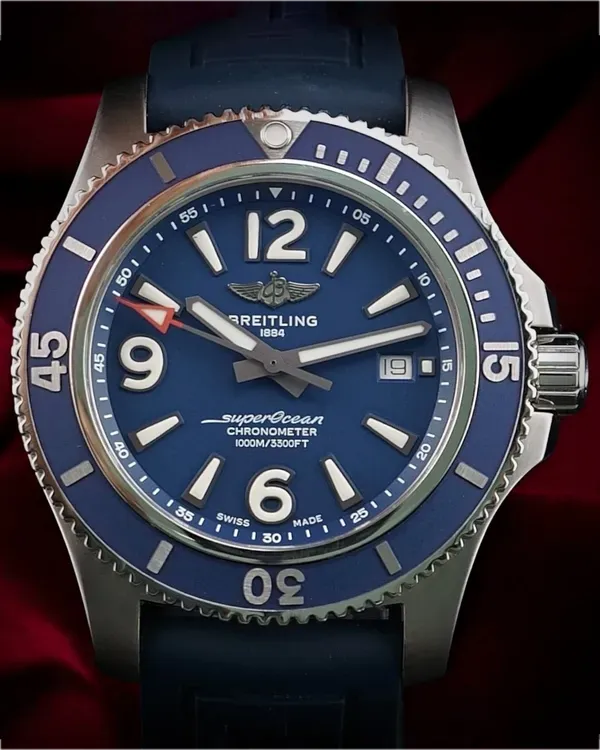 2019 Breitling Superocean 44MM Blue Dial Rubber Strap (A17367)