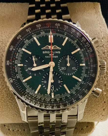 2025 Breitling Navitimer B01 46MM Green Dial Steel Bracelet (AB0137)