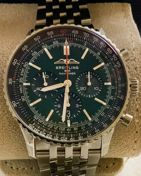 Breitling Navitimer B01 46MM Green Dial Steel Bracelet (AB0137)