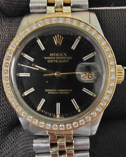 Rolex Datejust 36MM Black Dial Two-Tone Jubilee Bracelet (1601)