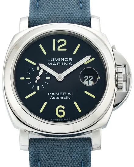 Panerai Luminor Marina Acciaio 44MM Black Dial Textile Strap (PAM104)