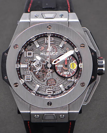 Hublot Big Bang "Ferrari" 44MM Skeleton Dial Leather Strap (401.NX.0123.VR)
