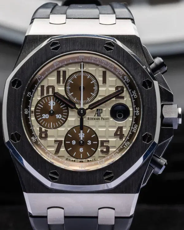 Audemars Piguet Royal Oak Offshore "Safari" 42MM Ivory Dial Rubber Strap (26470ST.OO.A801CR.01)