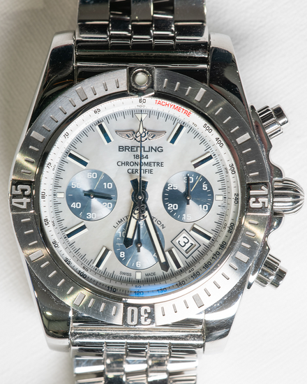 2020 Breitling Chronomat "Special" L.E. 44MM Mother of Pearl Dial Steel Bracelet (AB01152A/A813)