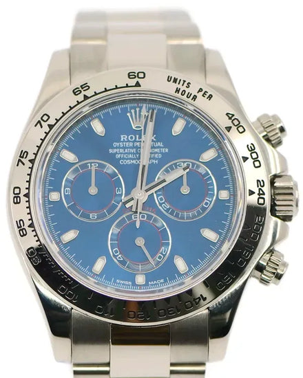 Rolex Cosmograph Daytona 40MM Blue Dial White Gold Oyster Bracelet (116509)