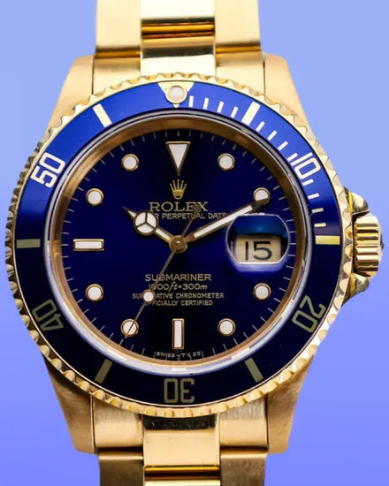 Rolex Submariner Date "Bluesy" 40MM Blue Dial Yellow Gold Oyster Bracelet (16618)