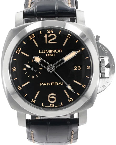 Panerai Luminor GMT 1950 3 Days GMT 44MM Black Dial Leather Strap (PAM00531)