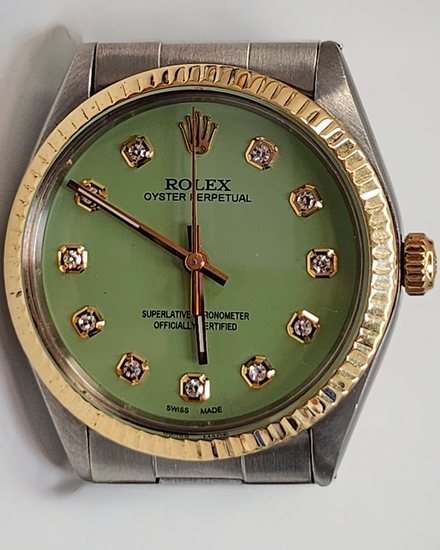 Rolex Oyster Perpetual 34MM Aftermarket Pistachio Dial Oyster Bracelet (5500)