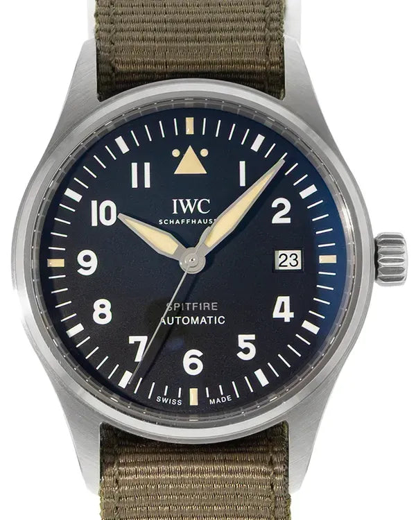 2024 IWC Schaffhausen Spitfire Mark XV 39MM Black Dial Textile Strap (IW326801)