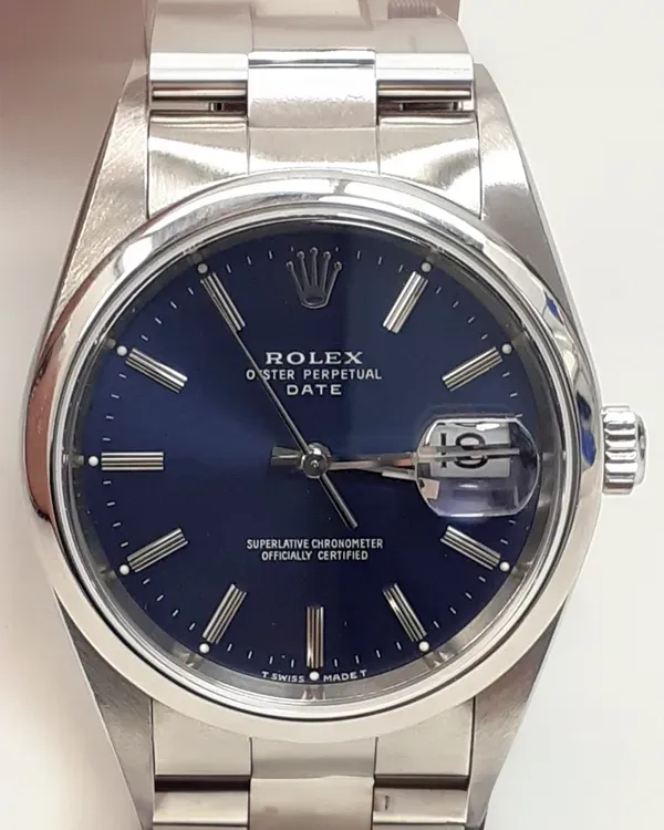 Rolex Oyster Perpetual Date 34MM Blue Dial Oyster Bracelet (15200)