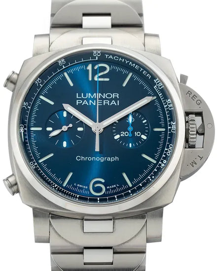 2022 Panerai Luminor Chronograph 44MM Blue Dial Steel Bracelet (PAM01110)