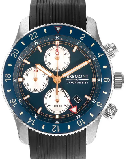 Bremont Supermarine Chrono 43MM Blue Dial Rubber Strap (SMARINECHRONO-BL-R-S)