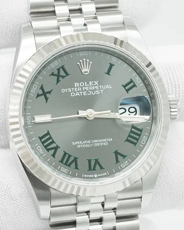 Rolex Datejust "Wimbledon" 36MM Slate Dial Jubilee Bracelet (126234)