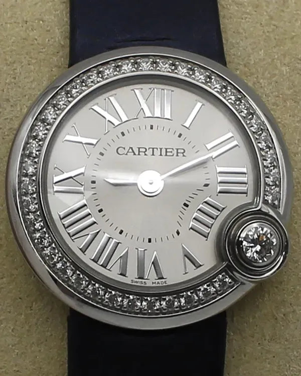 2022 Cartier Ballon Bleu "Ballon Blanc" Baron 26MM Quartz Silver Dial Leather Strap (W4BL0002)
