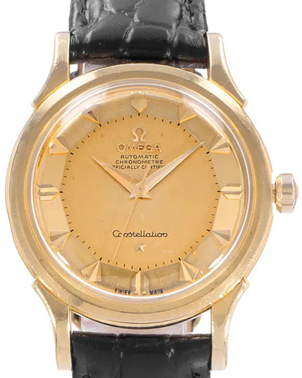 Omega Constellation 34MM Champagne "Pan Pie" Dial Aftermarket Leather Strap (2852 / 2853 SC)