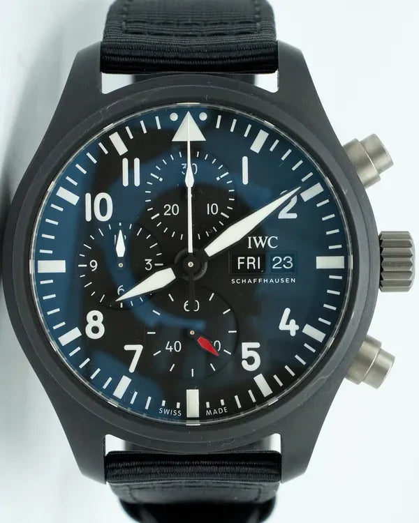 IWC Schaffhausen Pilot "Top Gun" 44.5MM Black Dial Textile Strap (IW389101)