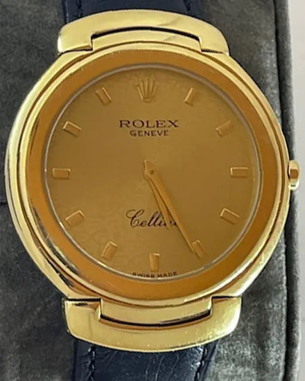 Rolex Cellini 37MM Quartz Champagne "Jubilee" Dial Leather Strap (6623)