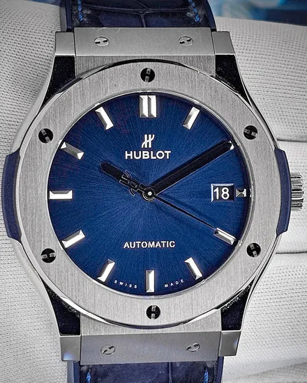 Hublot Classic Fusion 45MM Blue Dial Leather Strap (511.NX.7170.LR)