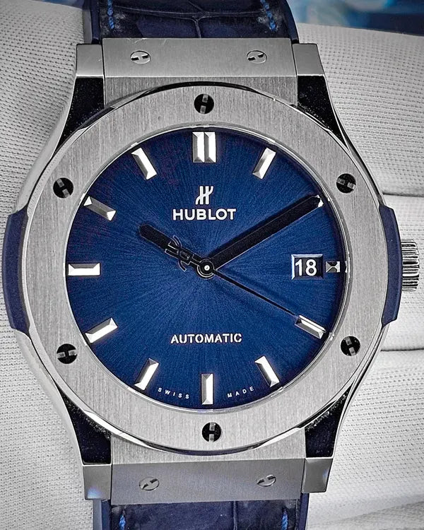 Hublot Classic Fusion 45MM Blue Dial Leather Strap (511.NX.7170.LR)